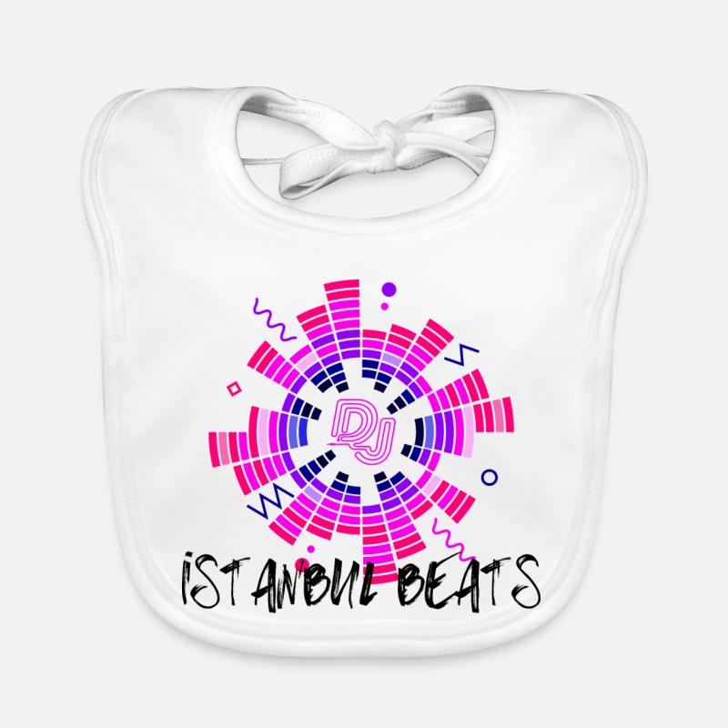 Disco Neon DJ Circle Design Organic Baby Bibs