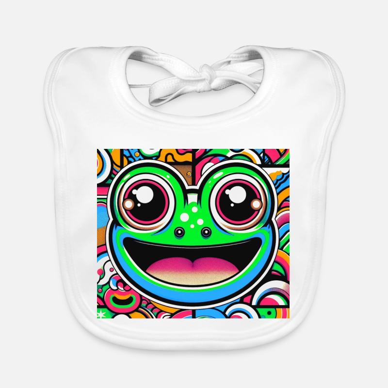 Frosch Pop Art - Baby Bio-Lätzchen - Weiß