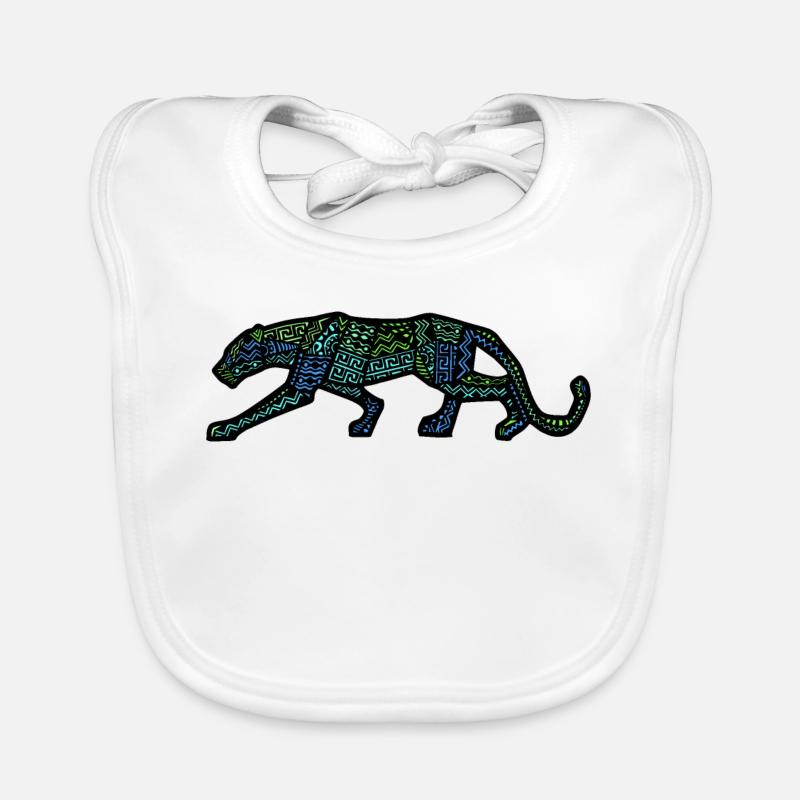 panthère design inca - Bavoir bio Bébé - blanc