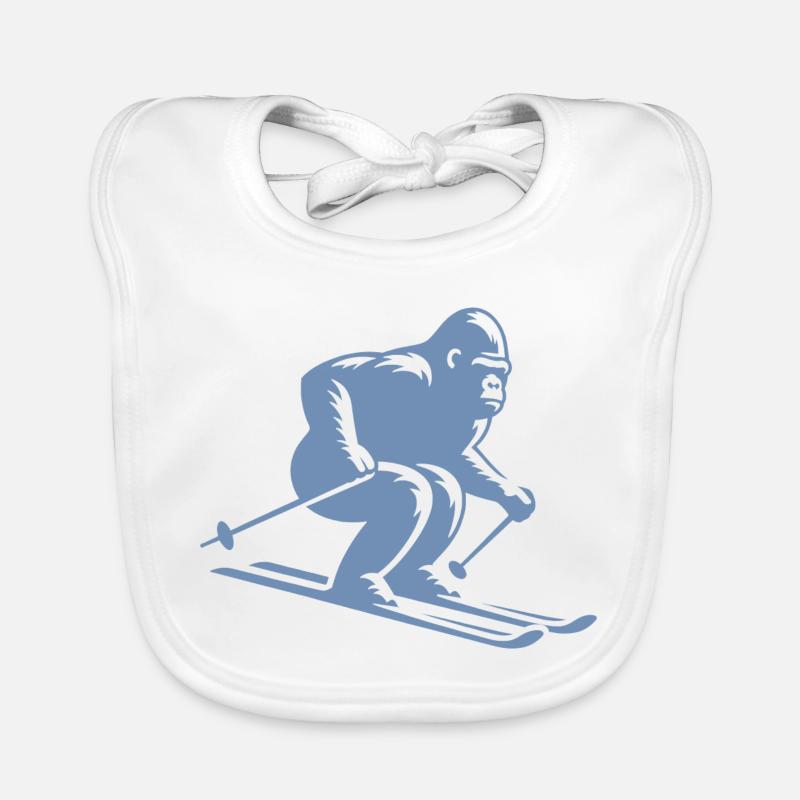 Singe Gorille Chimpanzé Ski Silhouette Design Bavoir bio Bébé