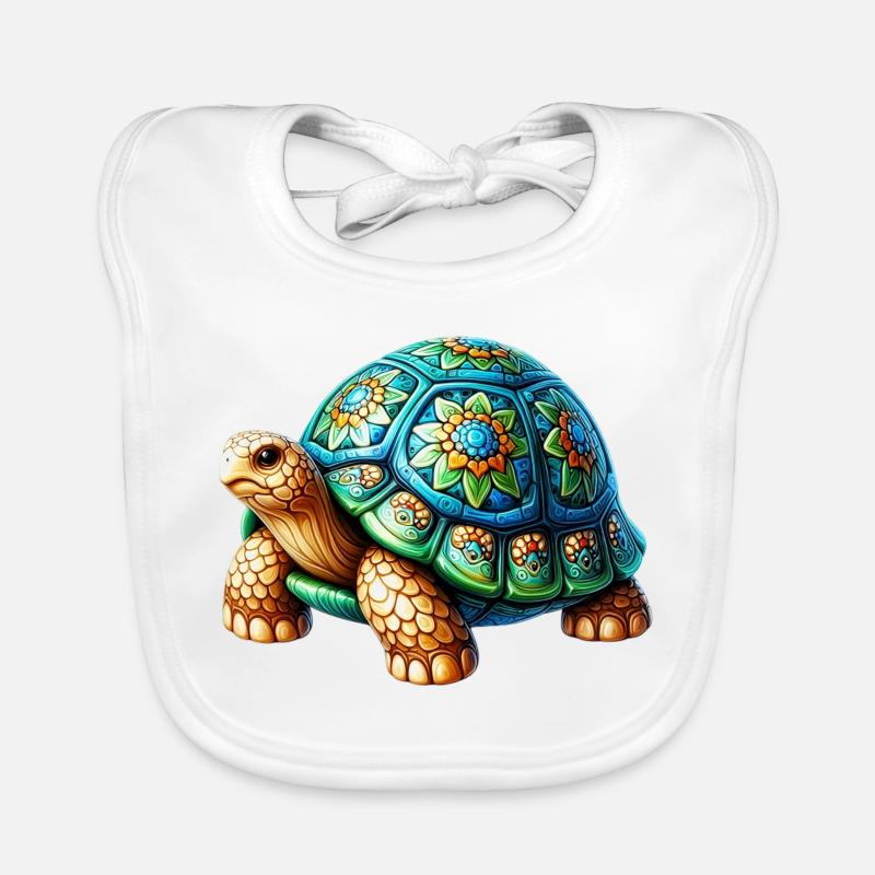 Schildkröte - Baby Bio-Lätzchen - Weiß