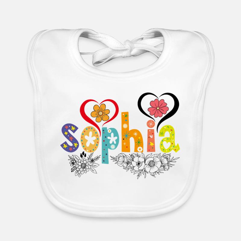Personalisierter Sophia-Name - Baby Bio-Lätzchen - Weiß