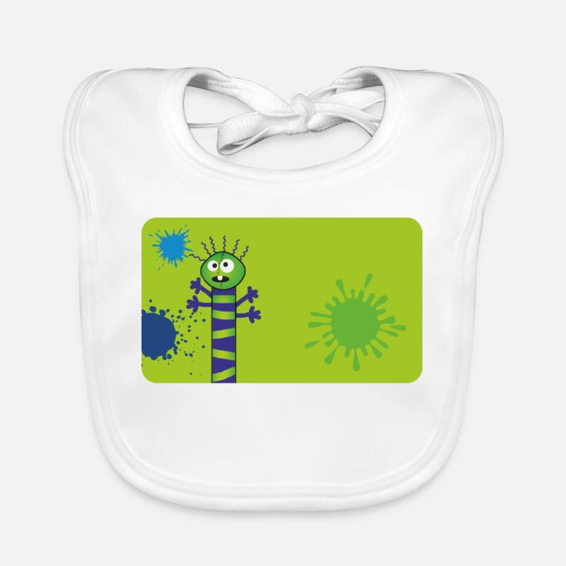 Monstre long et mince et éclaboussures de couleur - Vert Bleu Bavoir bio Bébé