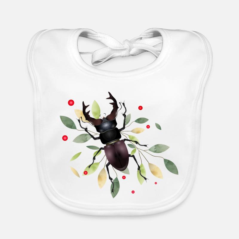 magnificent dark stag with green leaves Organic Baby Bibs