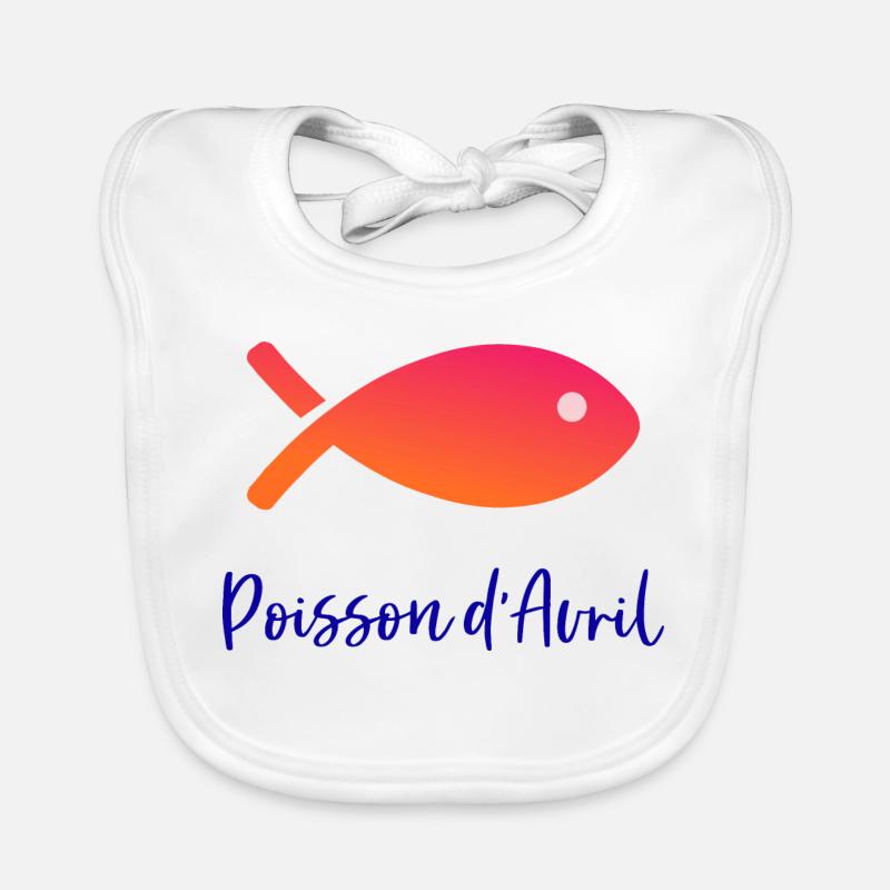 POISSON. POISSON D'AVRIL - Bavoir bio Bébé - blanc