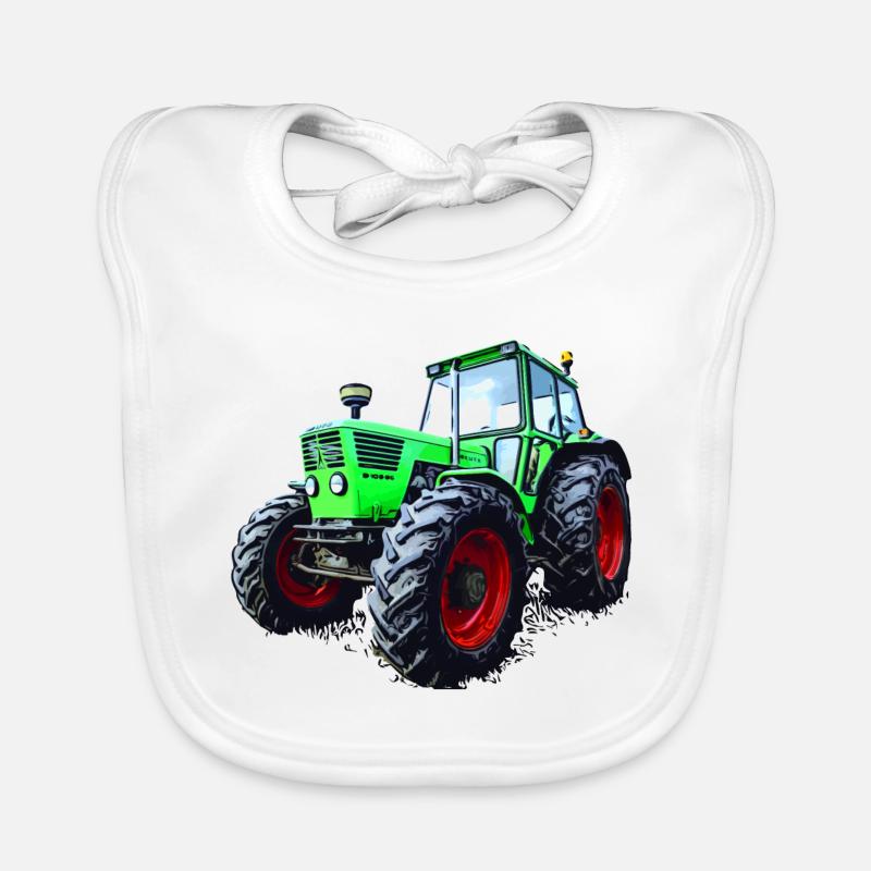 Tracteur Deutz 13006 - Bavoir bio Bébé - blanc