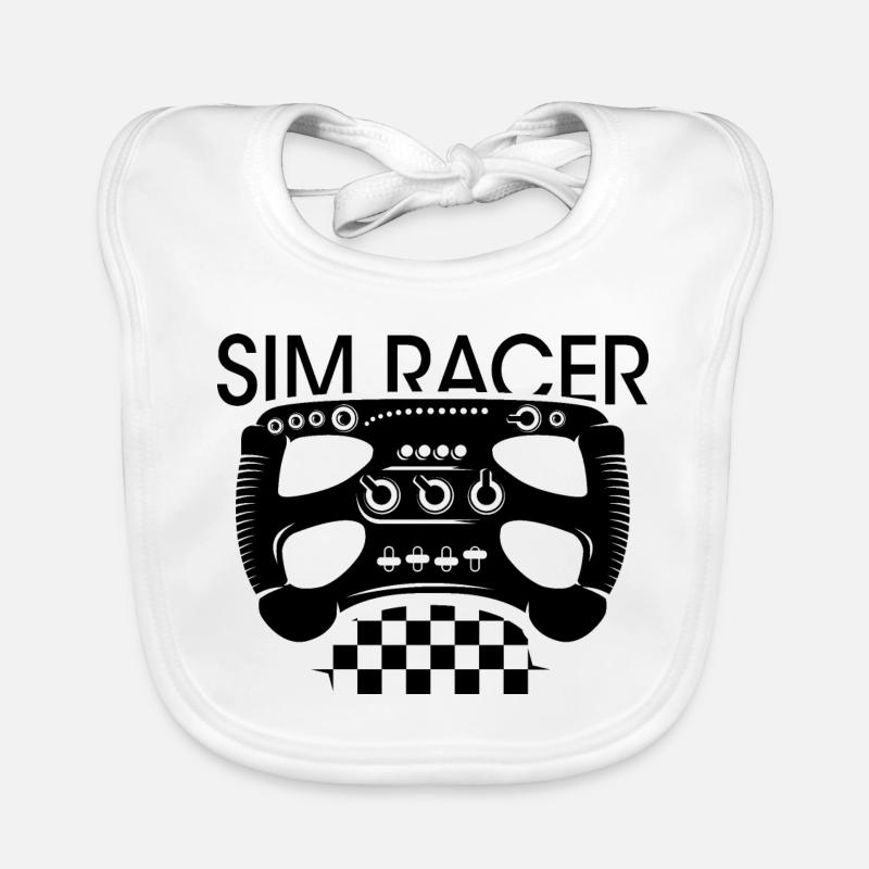 Volant Simracer drapeau à damier jeu formule de course Bavoir bio Bébé