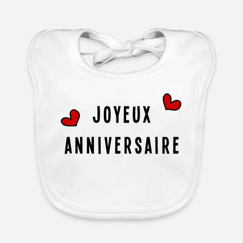 JOYEUX ANNIVERSAIRE - Bavoir bio Bébé - blanc