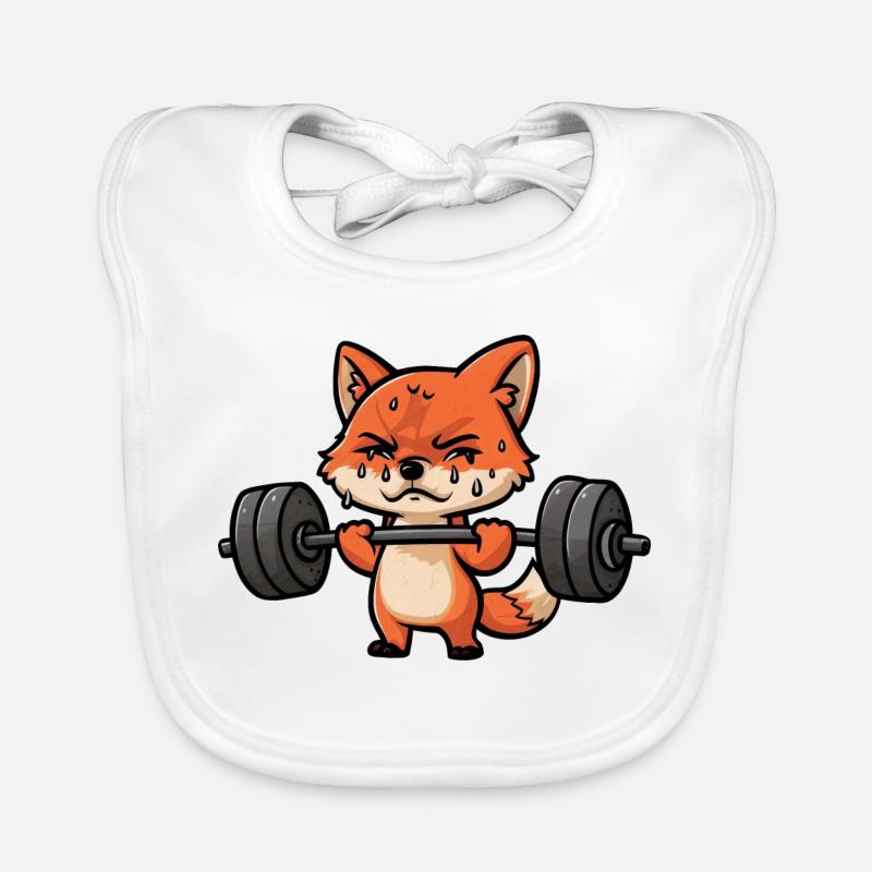 Rotfuchs beim Barbell Workout: Gewichtheben Baby Bio-Lätzchen