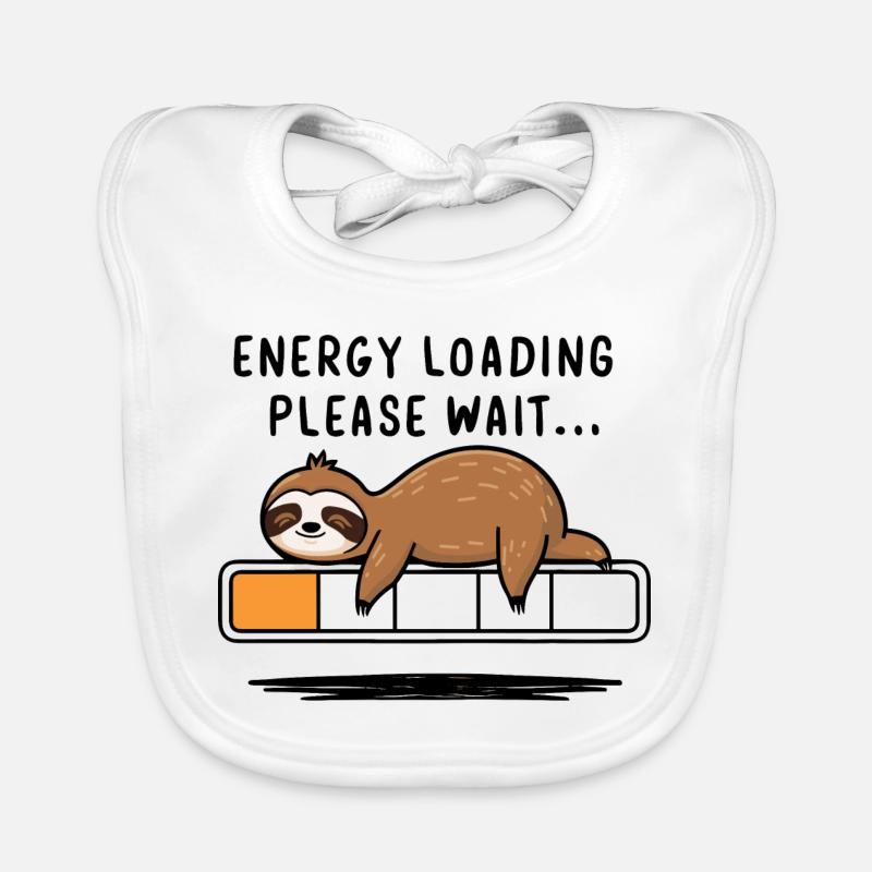Energizing Sloth - Relaxation Humor Gift Organic Baby Bibs