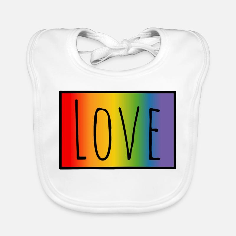 CSD Tshirt Regenbogen Love - Organic Baby Bibs - white