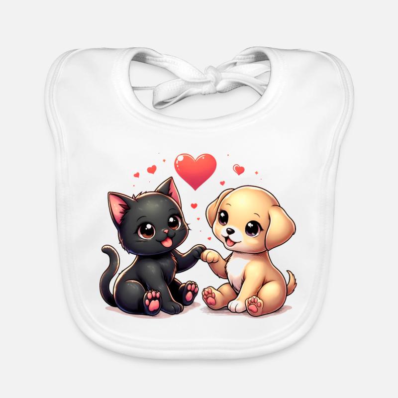L’amour comme le chien et le chat Bavoir bio Bébé