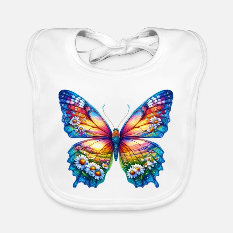 Butterfly flowers daisy daisies Organic Baby Bibs