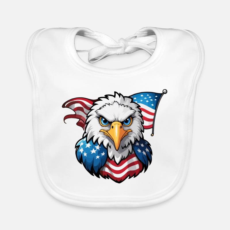 USA flag and USA eagle Organic Baby Bibs