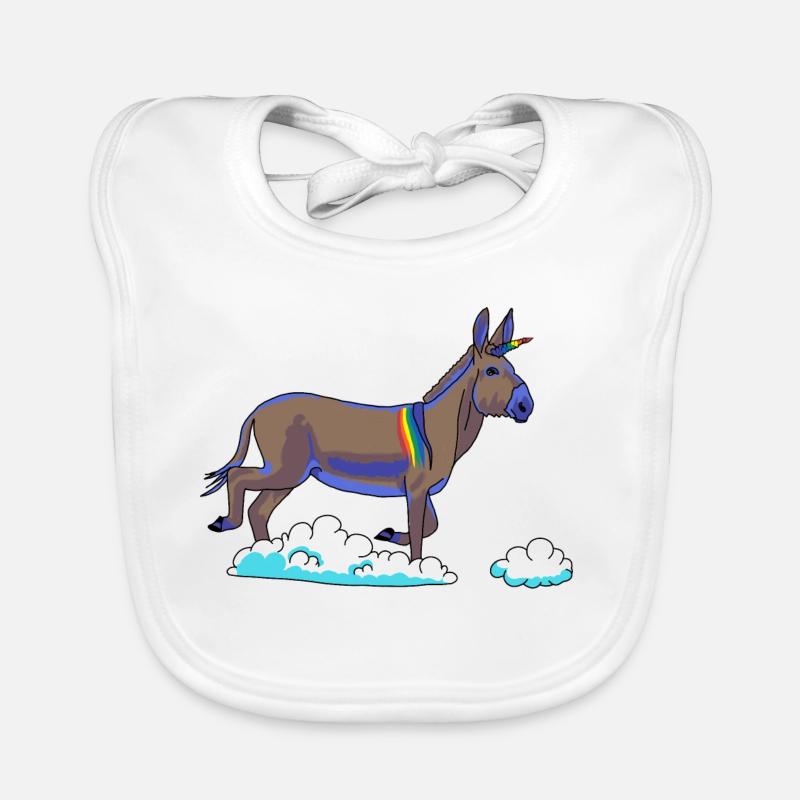 Rainbow Unicorn on Clouds Organic Baby Bibs