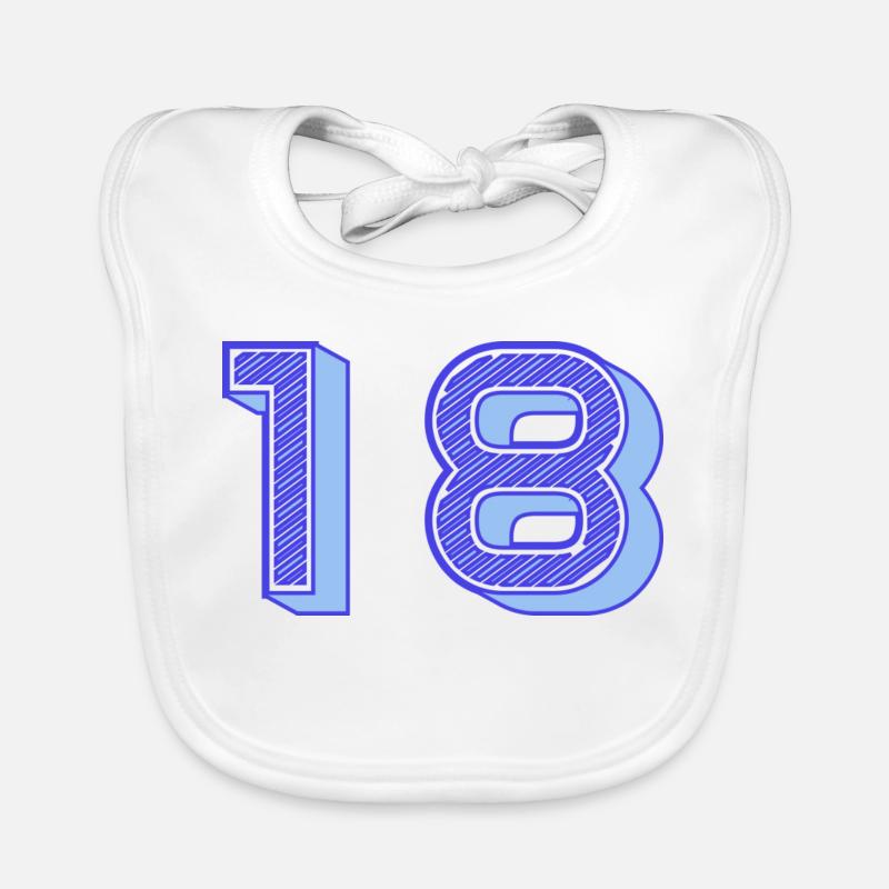 18. 18 YEARS OLD. 18th ANNIVERSARY. 18 BIRTHDAY. Organic Baby Bibs