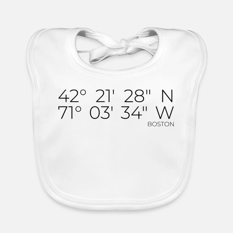 Boston Massachusetts coordinates Organic Baby Bibs