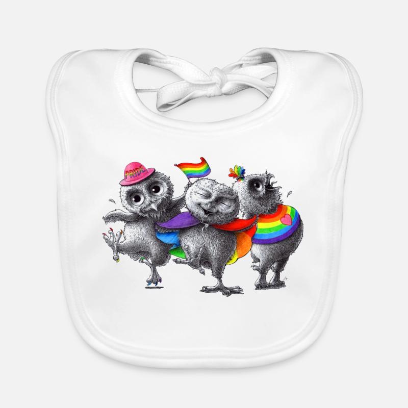 Happy Dancing Pride Owls Organic Baby Bibs