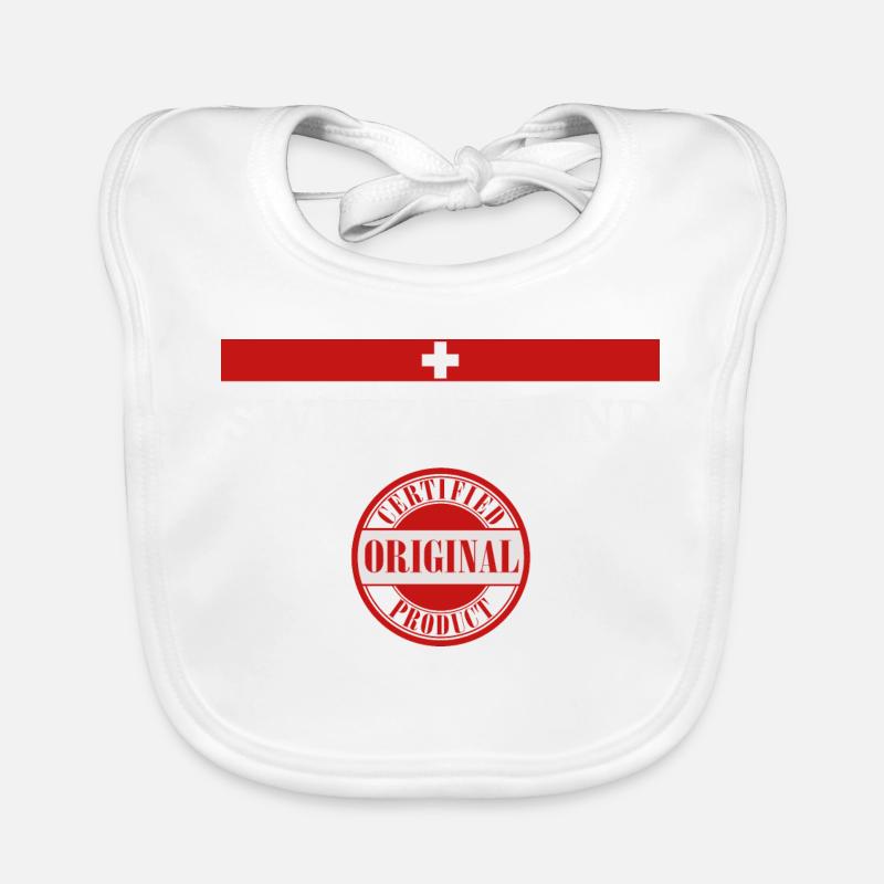 Drapeau de la Suisse, fierté suisse - Bavoir bio Bébé - blanc