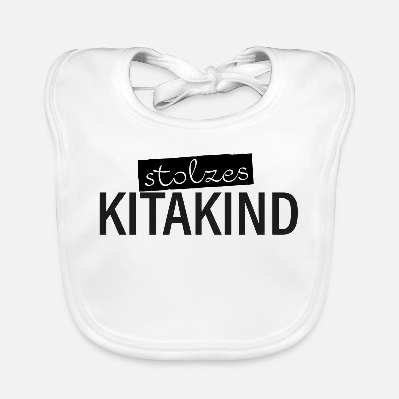 Fier Kitakind Maternelle Kita - Bavoir bio Bébé - blanc