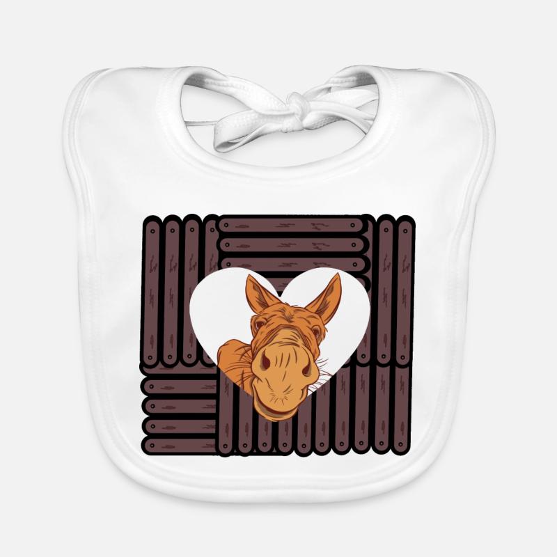 Muli Donkey Ungulate Heart Hearts Valentine's Day Organic Baby Bibs