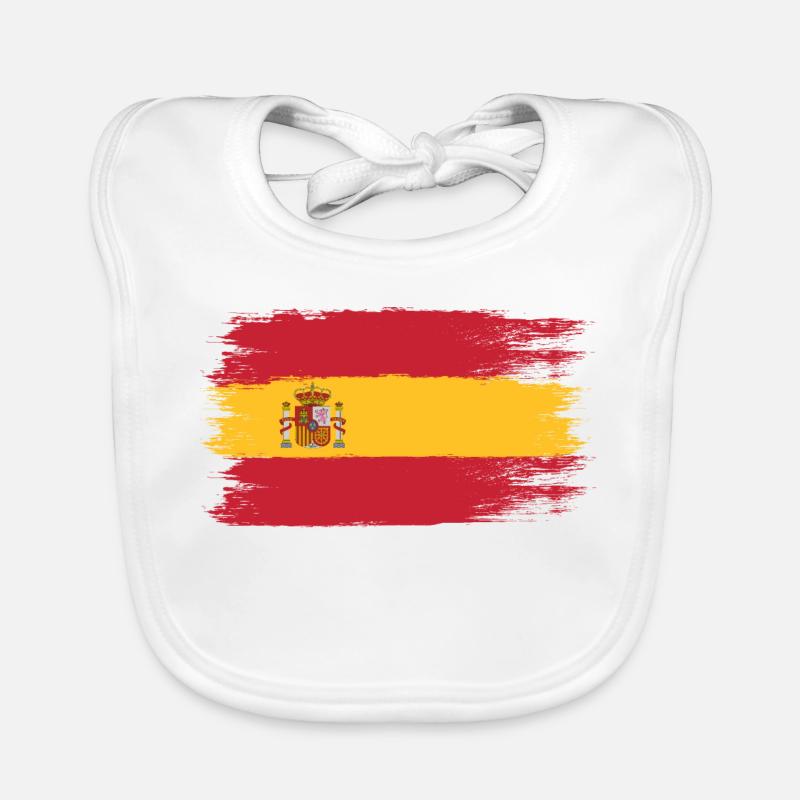 Drapeau espagnol, Viva Spain, symbole d’unité - Bavoir bio Bébé - blanc