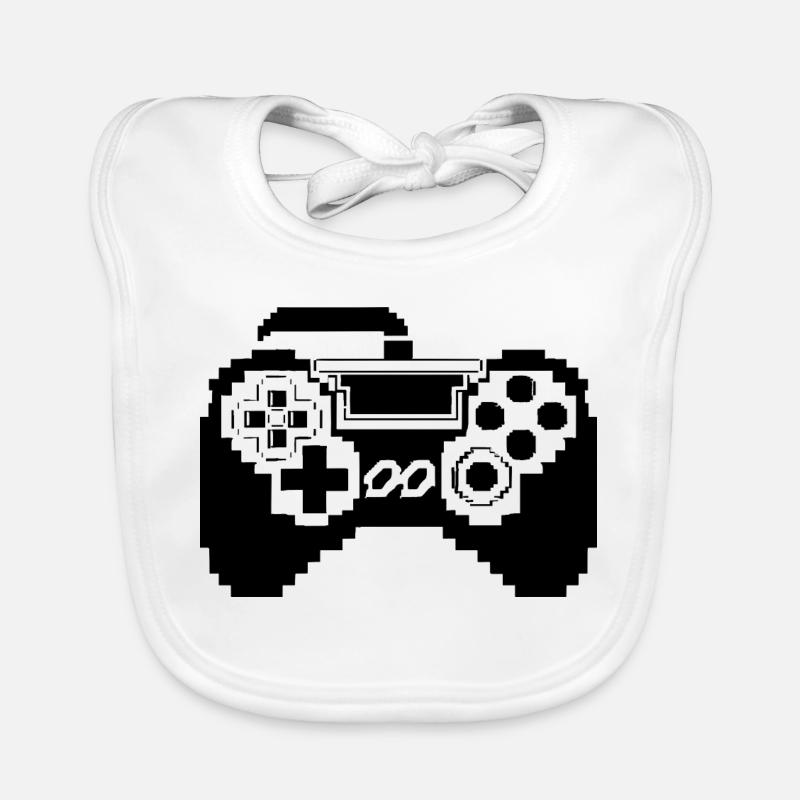 Gamepad Pixel Graphics Organic Baby Bibs