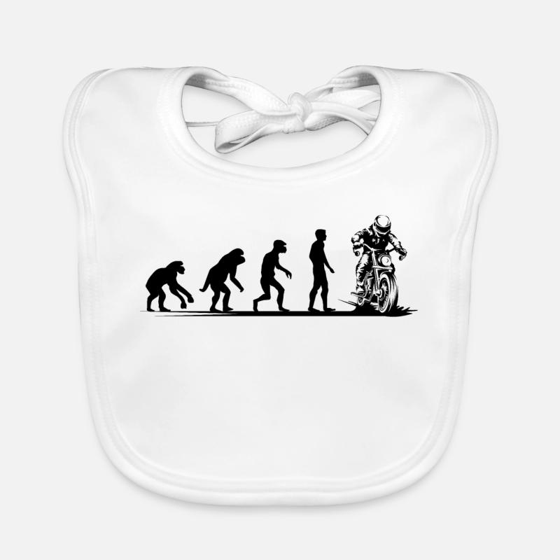 Évolution de la moto Funny Biker Cafe Racer Icon - Bavoir bio Bébé - blanc