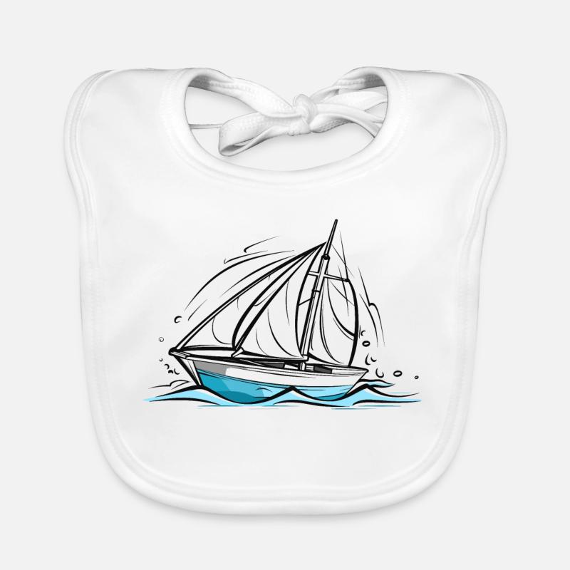 Sailboat Drawing Organic Baby Bibs