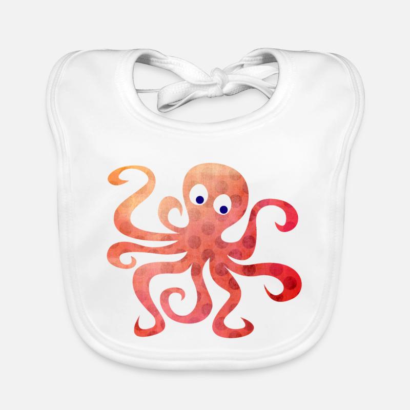 Octopus Dots Squid Tentacule Bande dessinée Bavoir bio Bébé