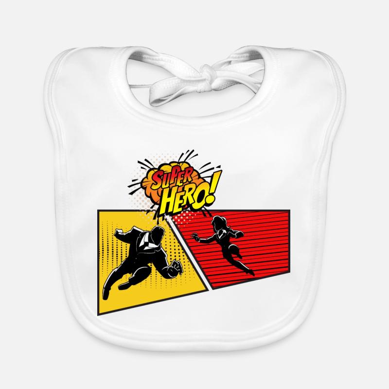 Superhero Pop Art Panel Organic Baby Bibs