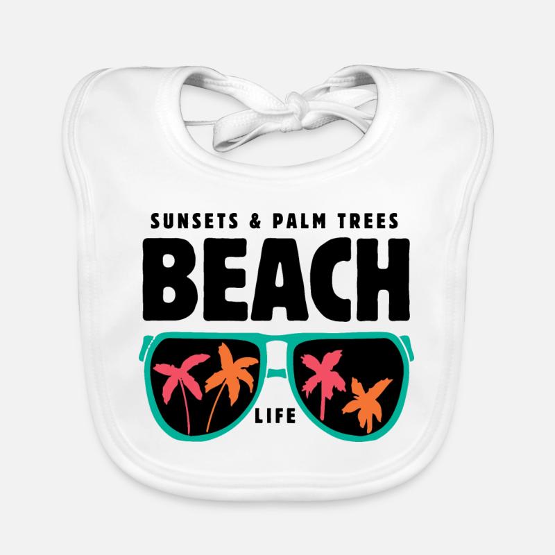 Couchers de soleil et Vie de plage dans les palmiers Bavoir bio Bébé