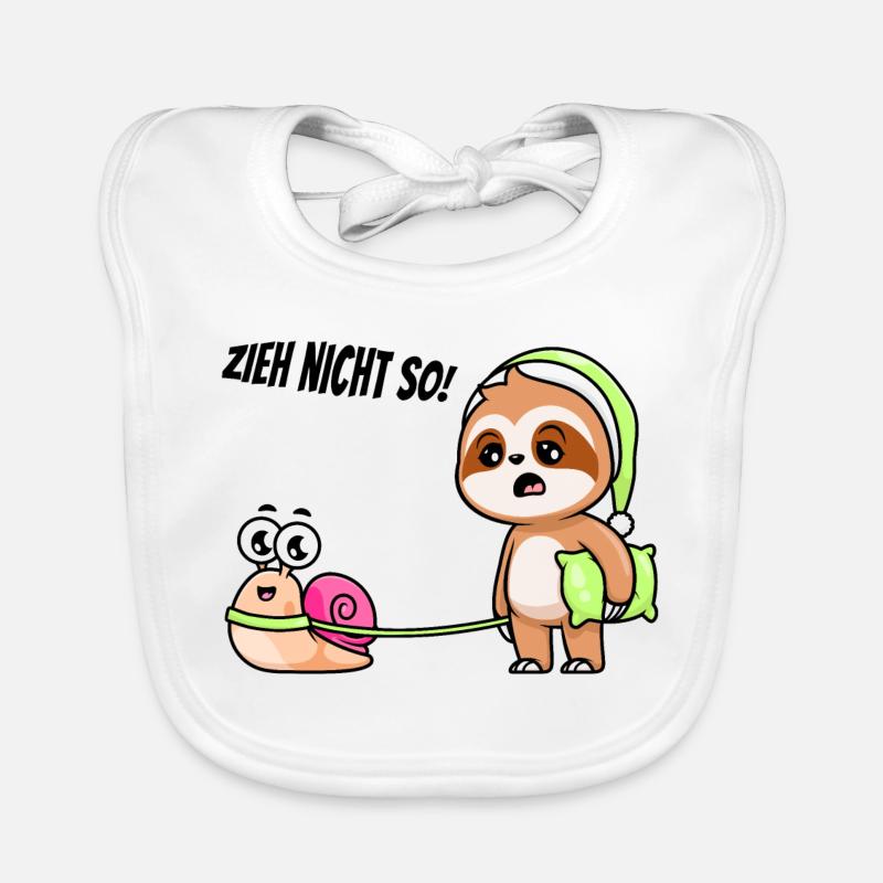 Faultier mit Schnecke - Zieh nicht so! - Baby Bio-Lätzchen - Weiß