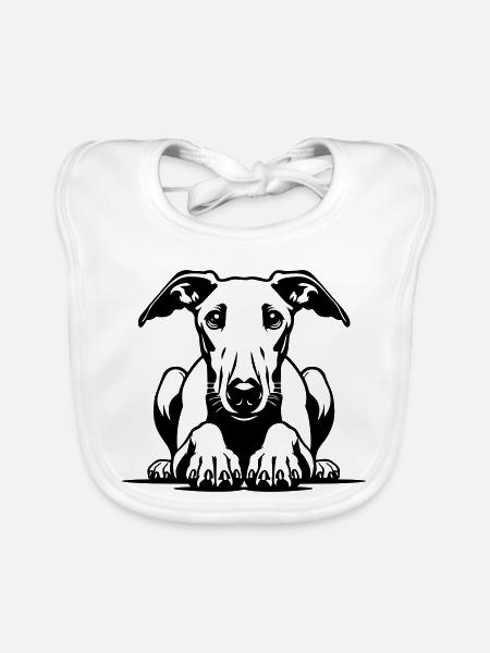 Tête de whippet avec pattes - Bavoir bio Bébé - blanc - Devant
