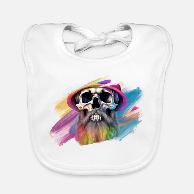 Bunte Regenbogen-Totenkopf-Designe Baby Bio-Lätzchen