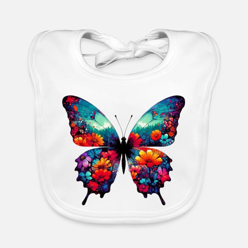 Schmetterling - Baby Bio-Lätzchen - Weiß
