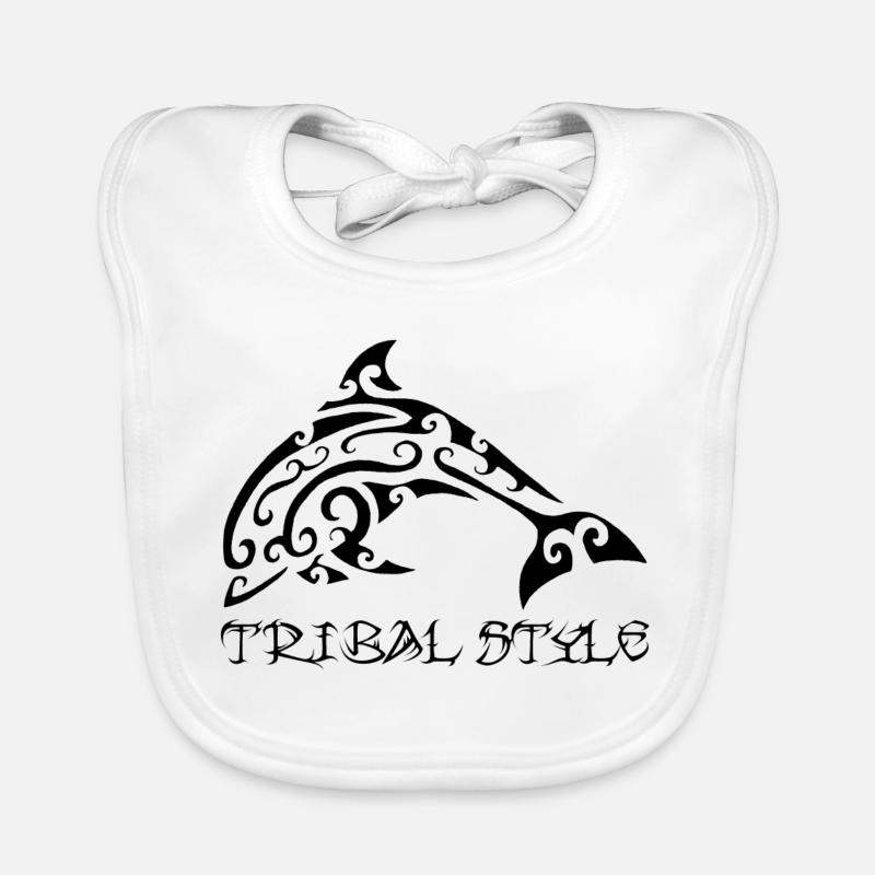 Polynesian black dolphin Organic Baby Bibs