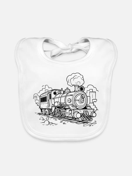 Dessin de locomotive - Bavoir bio Bébé - blanc - Devant