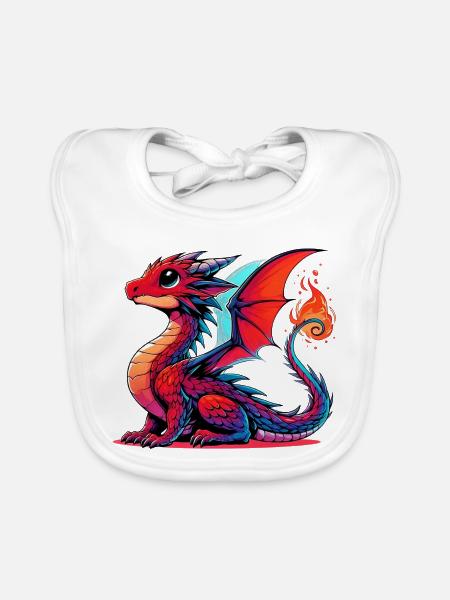 Drache - Baby Bio-Lätzchen - Weiß - Vorne
