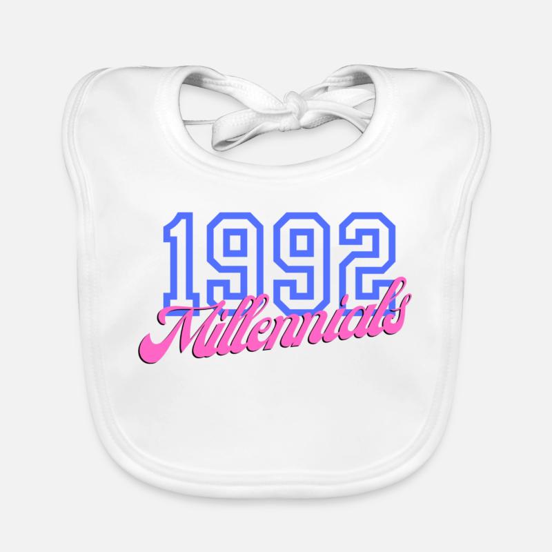 Retro 1992 Millennial Numeric Design Organic Baby Bibs