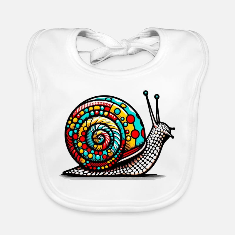 Snail - Organic Baby Bibs - white