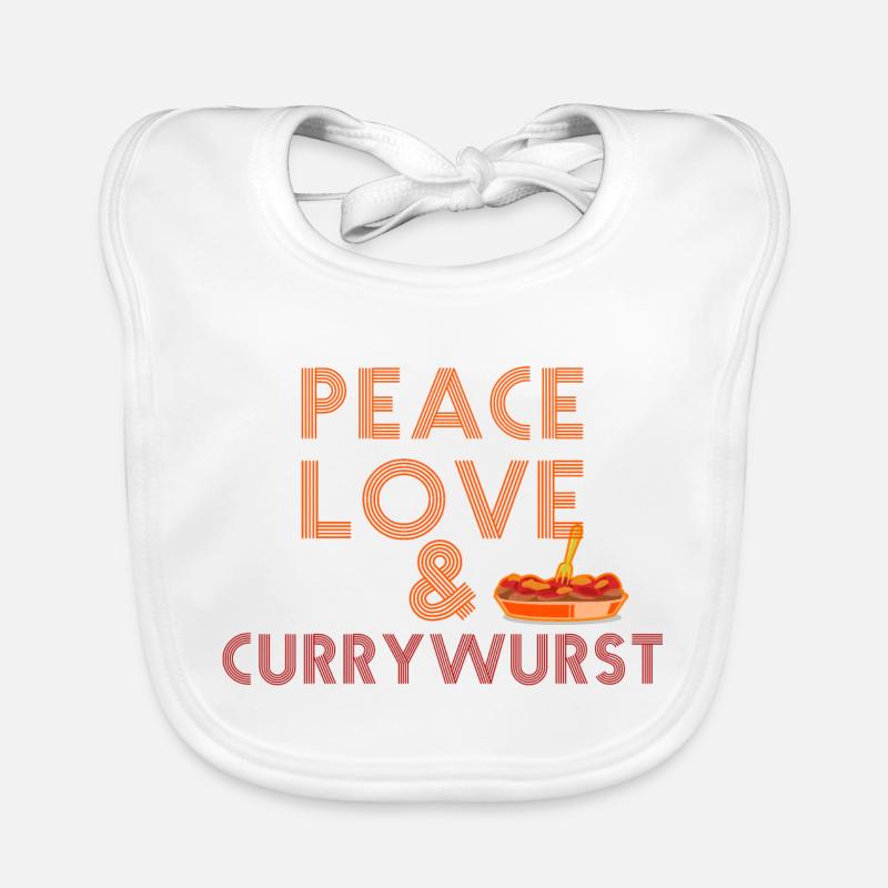 Paix, amour et Currywurst Bavoir bio Bébé
