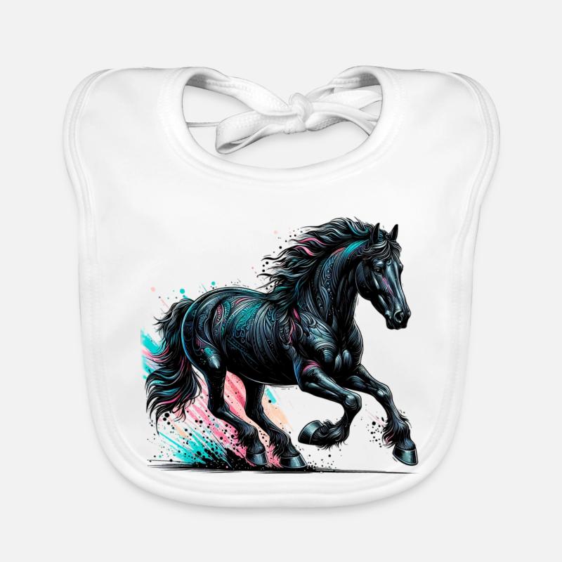 Cheval - Bavoir bio Bébé - blanc