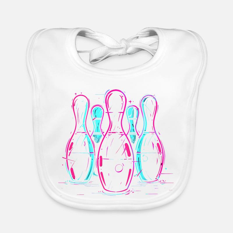 Retro Bowling Synthwave Baby Bio-Lätzchen