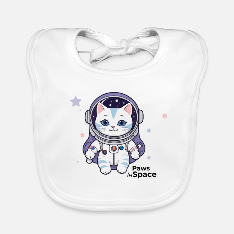 Astronaut Cat Space Cat Design - Bavoir bio Bébé - blanc