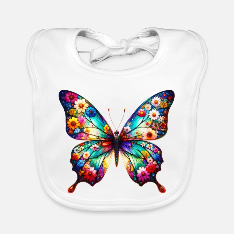 Papillon décoré de fleurs Bavoir bio Bébé