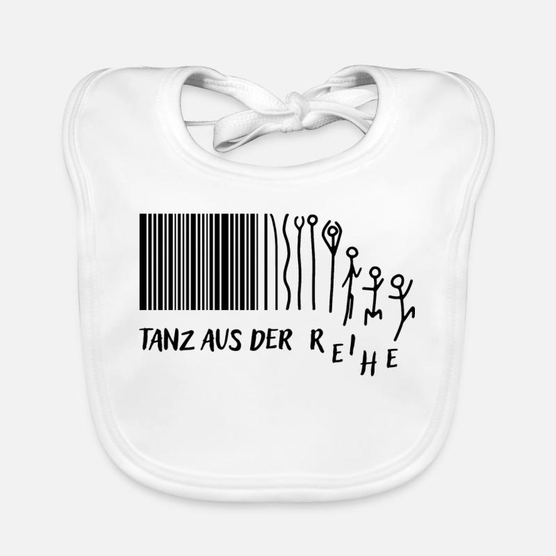 "Tanz aus der Reihe" Strichmännchen Strichcode Baby Bio-Lätzchen