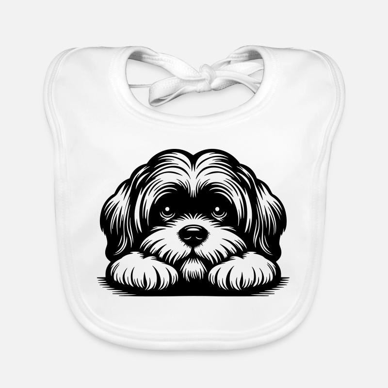 Lhasa Apso Kopf mit Pfoten Baby Bio-Lätzchen