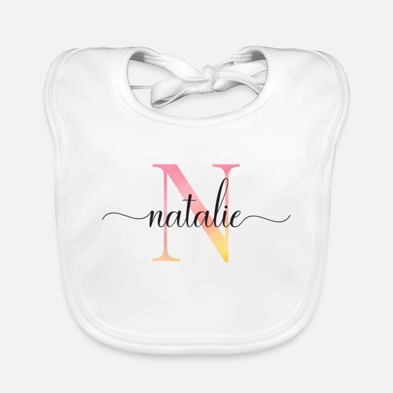 N | Monogramm | Name | Natalie |Watercolor Baby Bio-Lätzchen