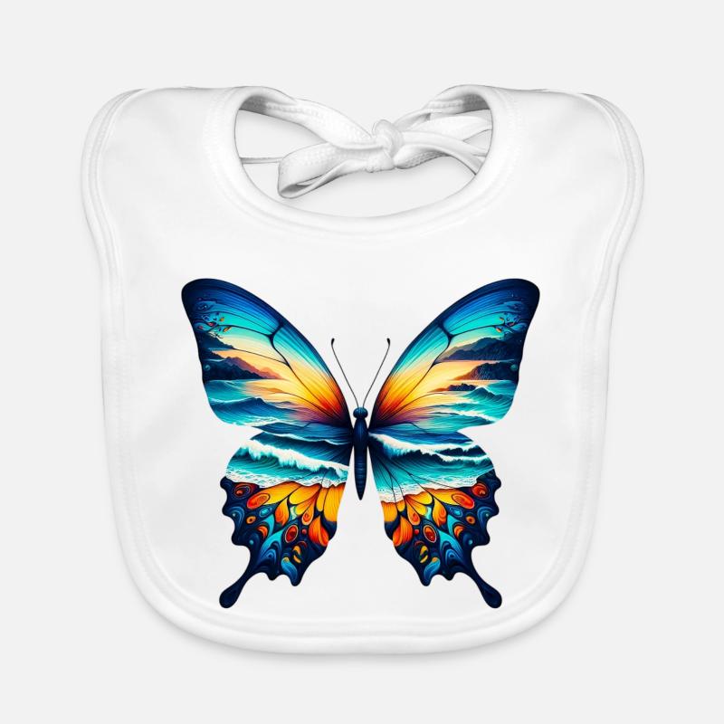 Schmetterling - Baby Bio-Lätzchen - Weiß
